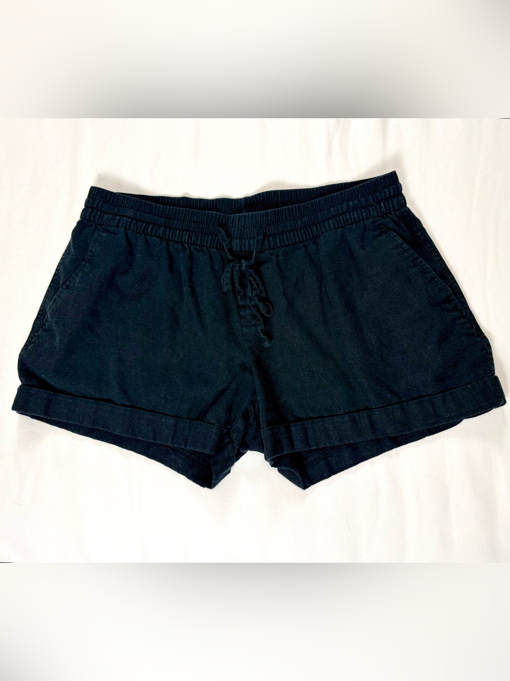 Old Navy Black Linen Blend Drawstring Shorts